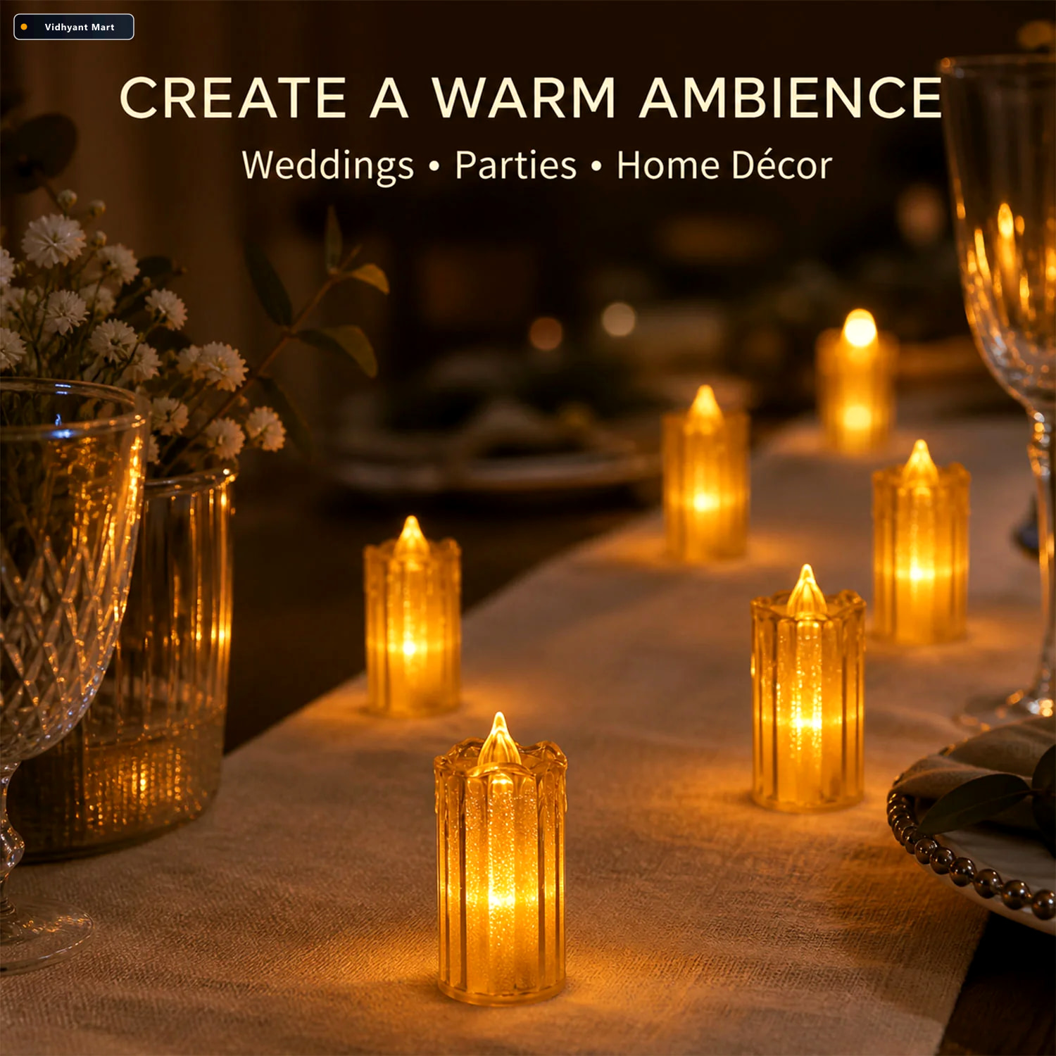 Vidhyant Mart Flameless Led Candles Decorative Tea Lights 2