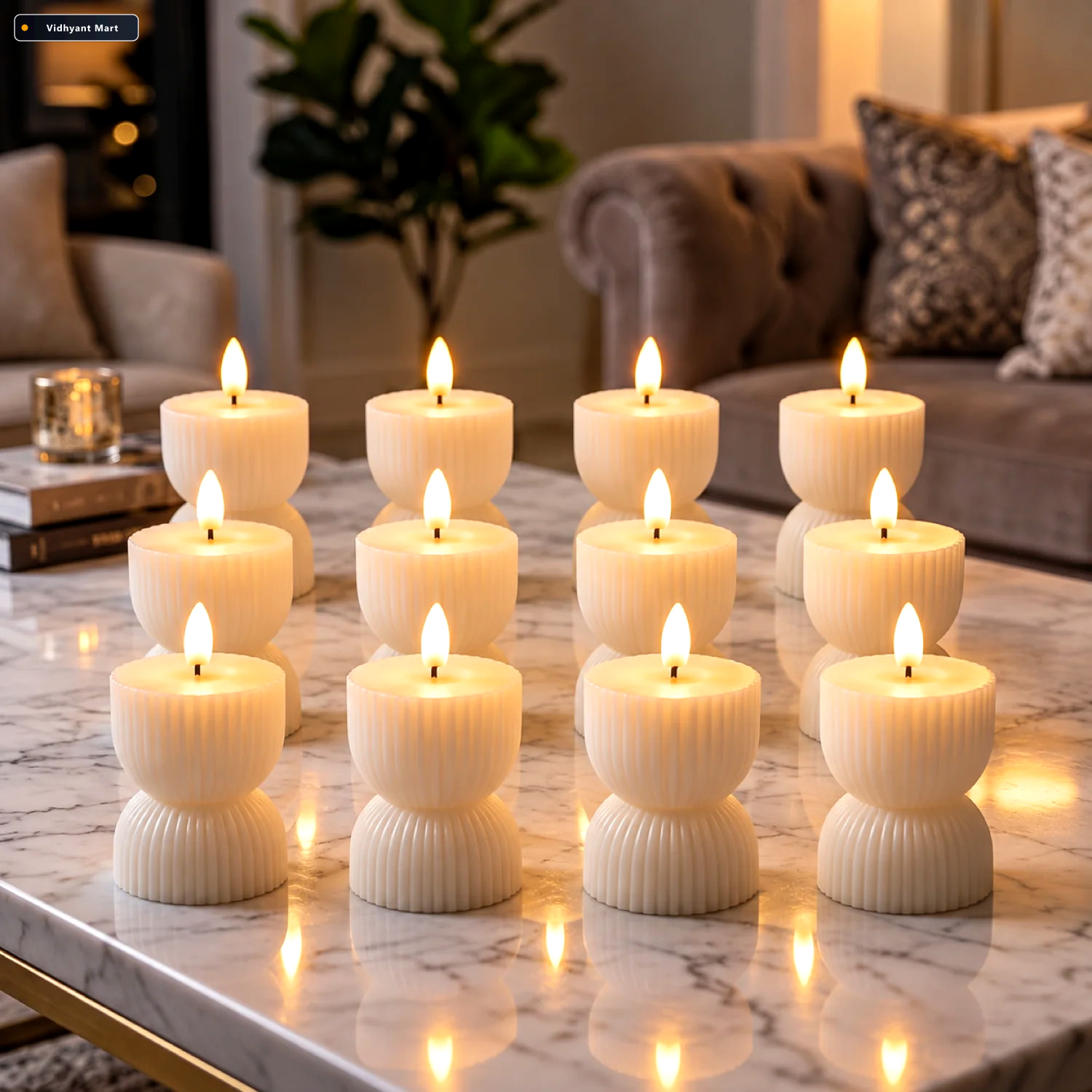 Vidhyant Mart Flameless Led Decorative Candle Set Realistic Flam 1