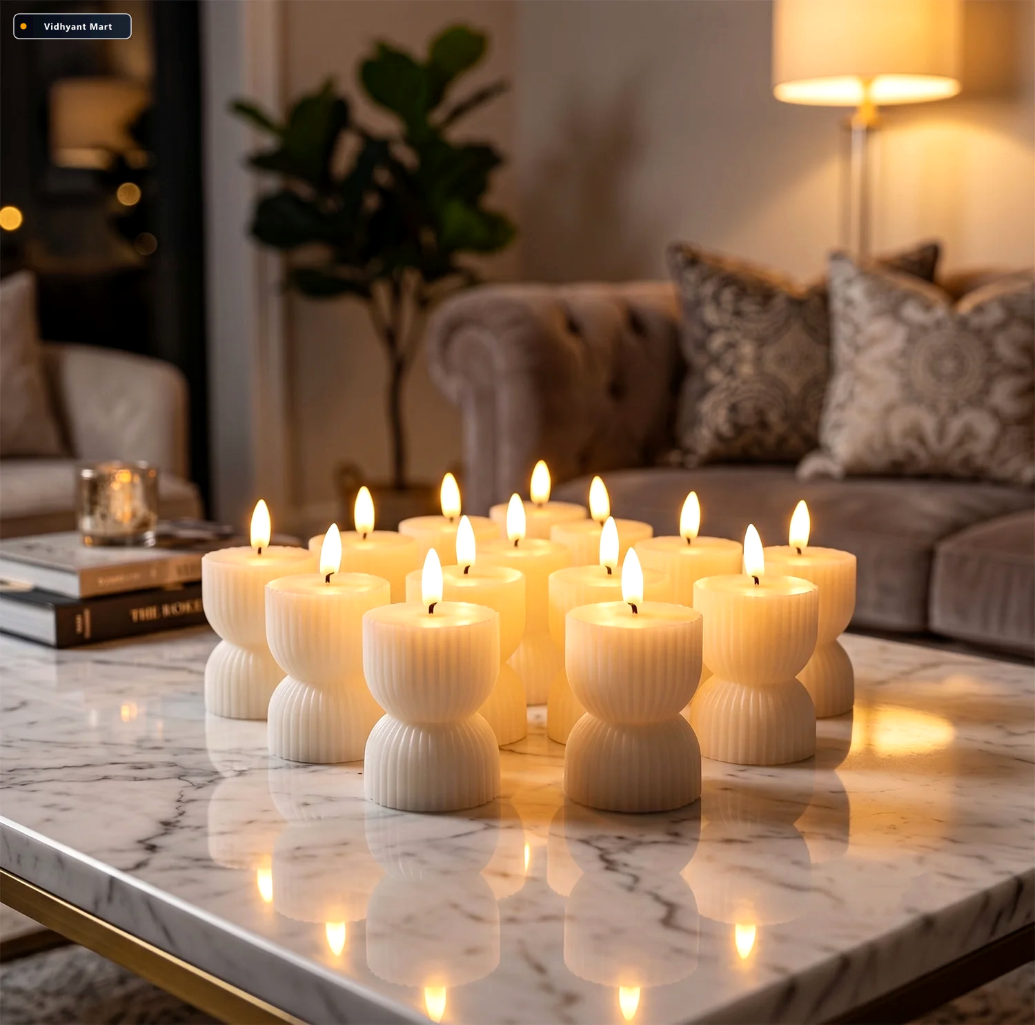 Vidhyant Mart Flameless Led Decorative Candle Set Realistic Flam 3
