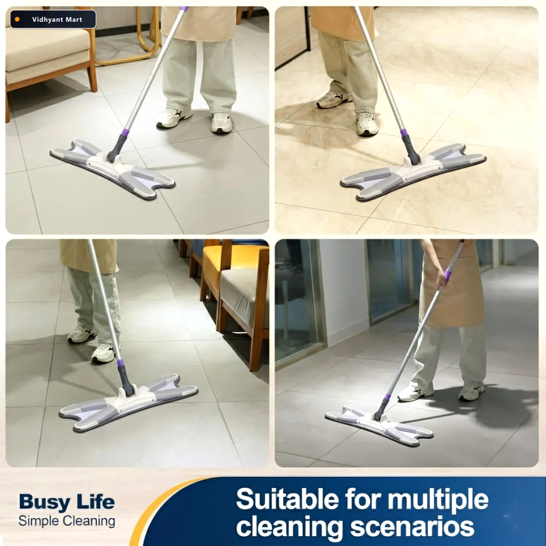 Vidhyant Mart Flat Mop 360 Rotating Head Easy Squeeze Velvet Wip 3