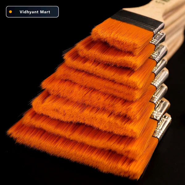 Vidhyant Mart Flat Paint Brush Set Synthetic Bristles Curved Han 1