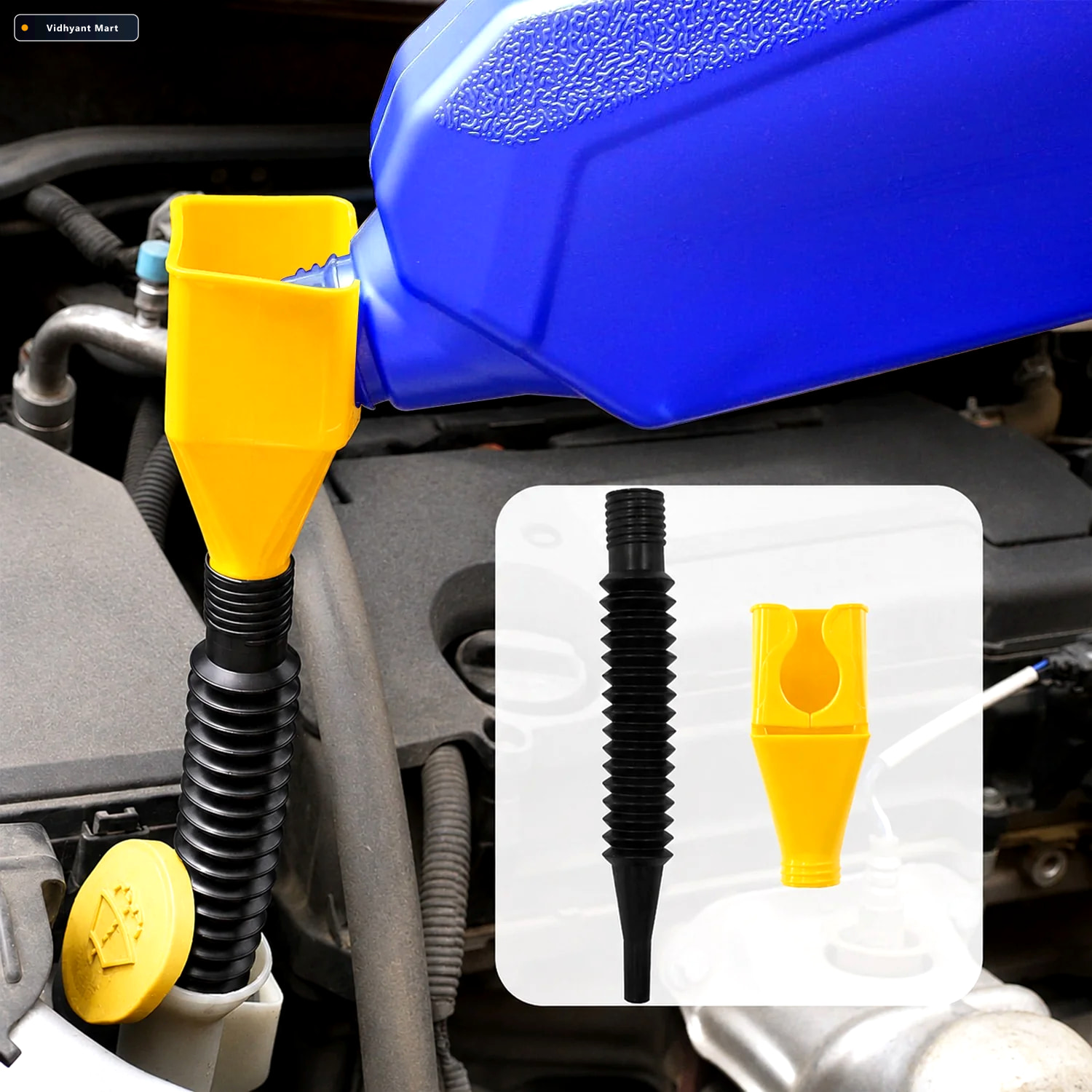 Vidhyant Mart Flexible Plastic Funnel Spill Free Car Oil Fuel Fi 1
