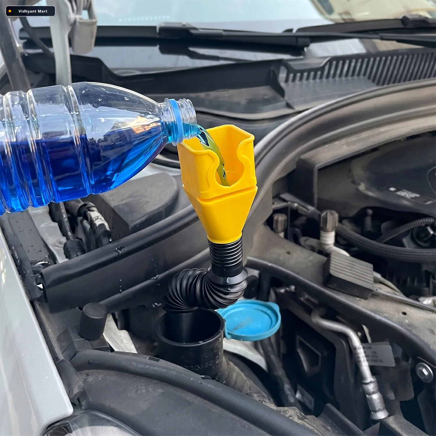 Vidhyant Mart Flexible Plastic Funnel Spill Free Car Oil Fuel Fi 3
