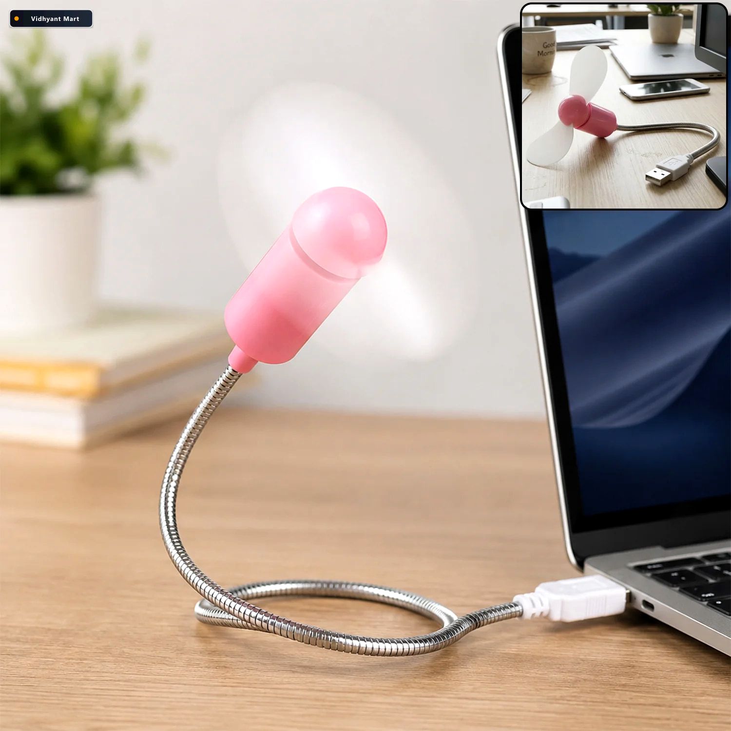 Vidhyant Mart Flexible Usb Mini Fan With Gooseneck Neck For Lapt 1