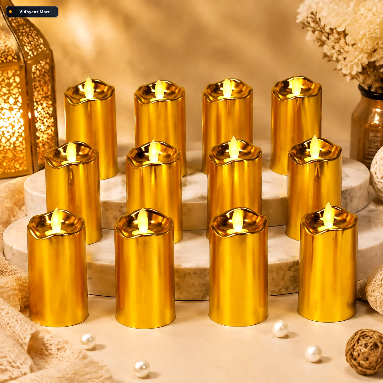 Vidhyant Mart Flickering Led Candles 12 Pcs Realistic Flame Deco 1