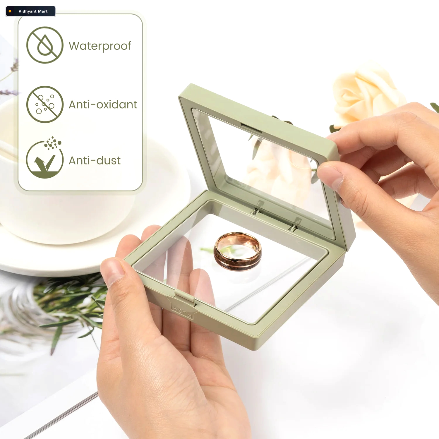 Vidhyant Mart Floating Jewelry Display Box Clear Acrylic Storage 3