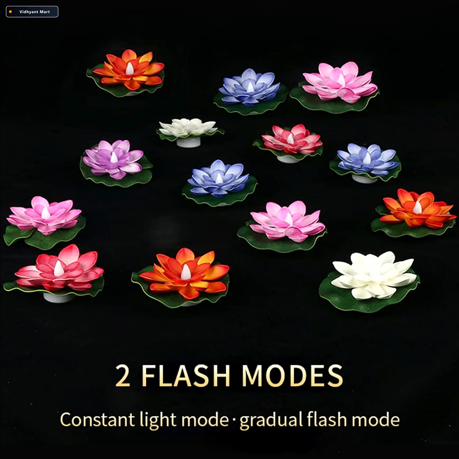 Vidhyant Mart Floating Lotus Led Candles Smokeless Waterproof Pa 2