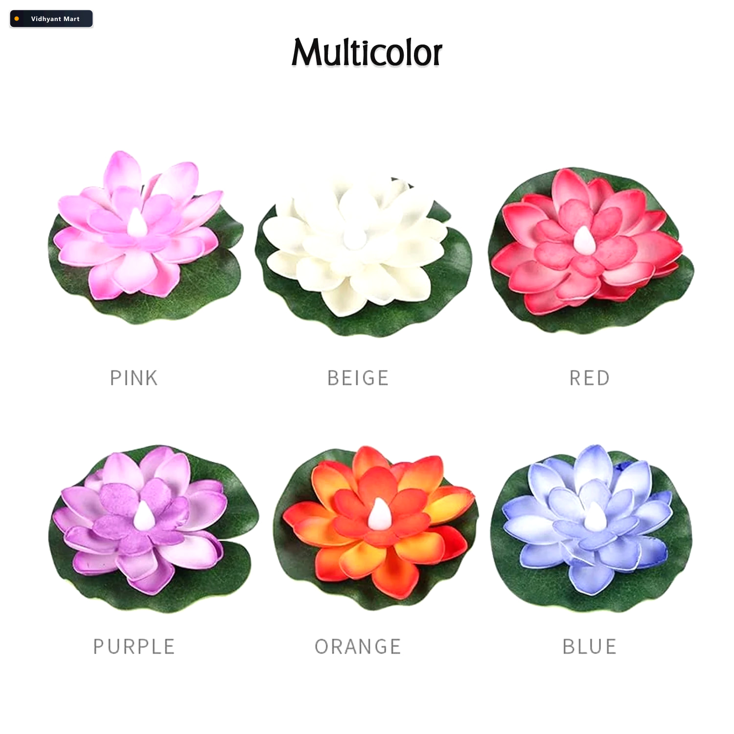 Vidhyant Mart Floating Lotus Led Candles Smokeless Waterproof Pa 3