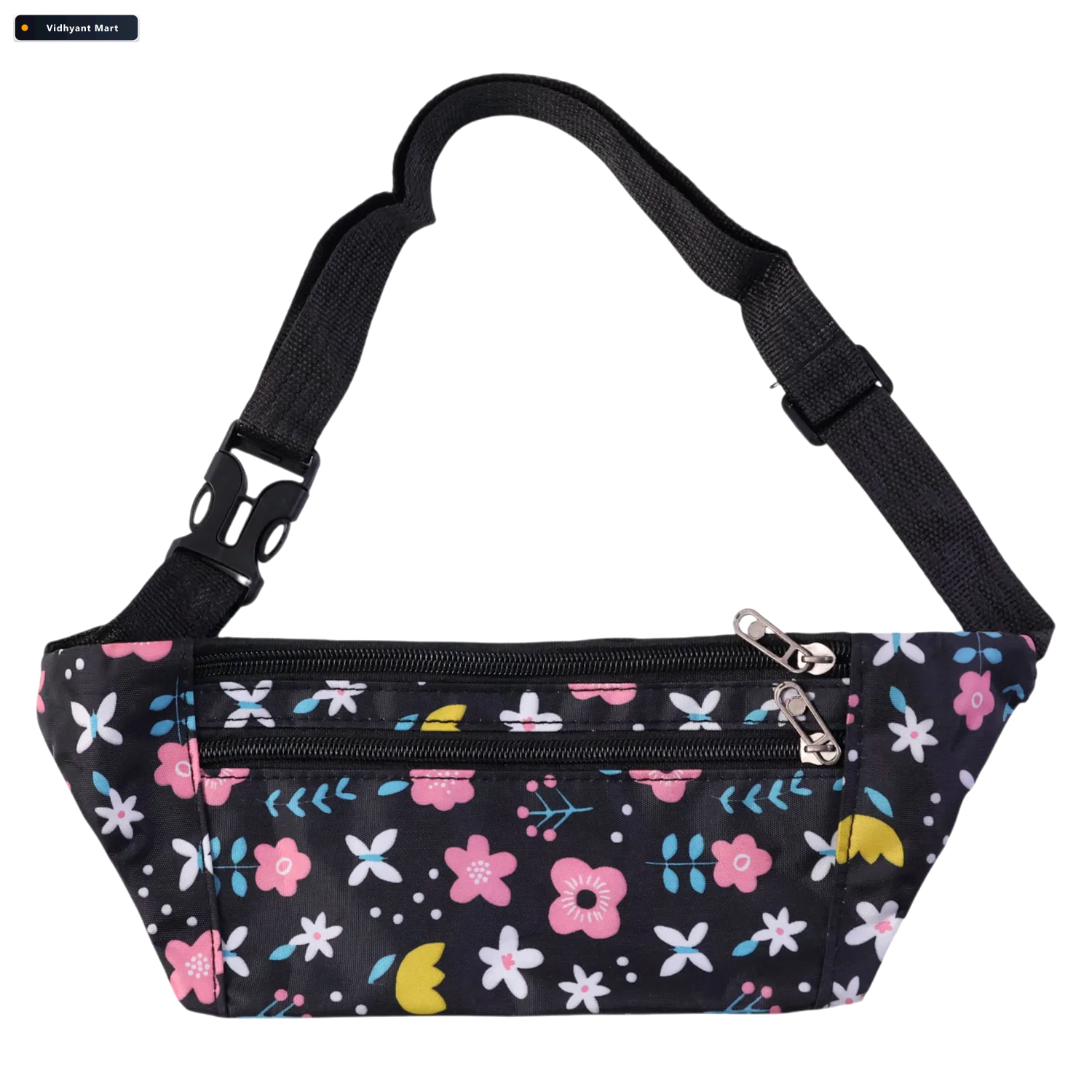 Vidhyant Mart Floral Print Waist Bag Adjustable Strap With Zippe 4