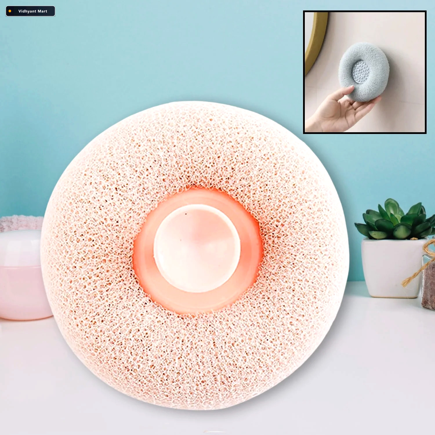 Vidhyant Mart Flower Bath Sponge Soft Exfoliator With Suction Cu 1