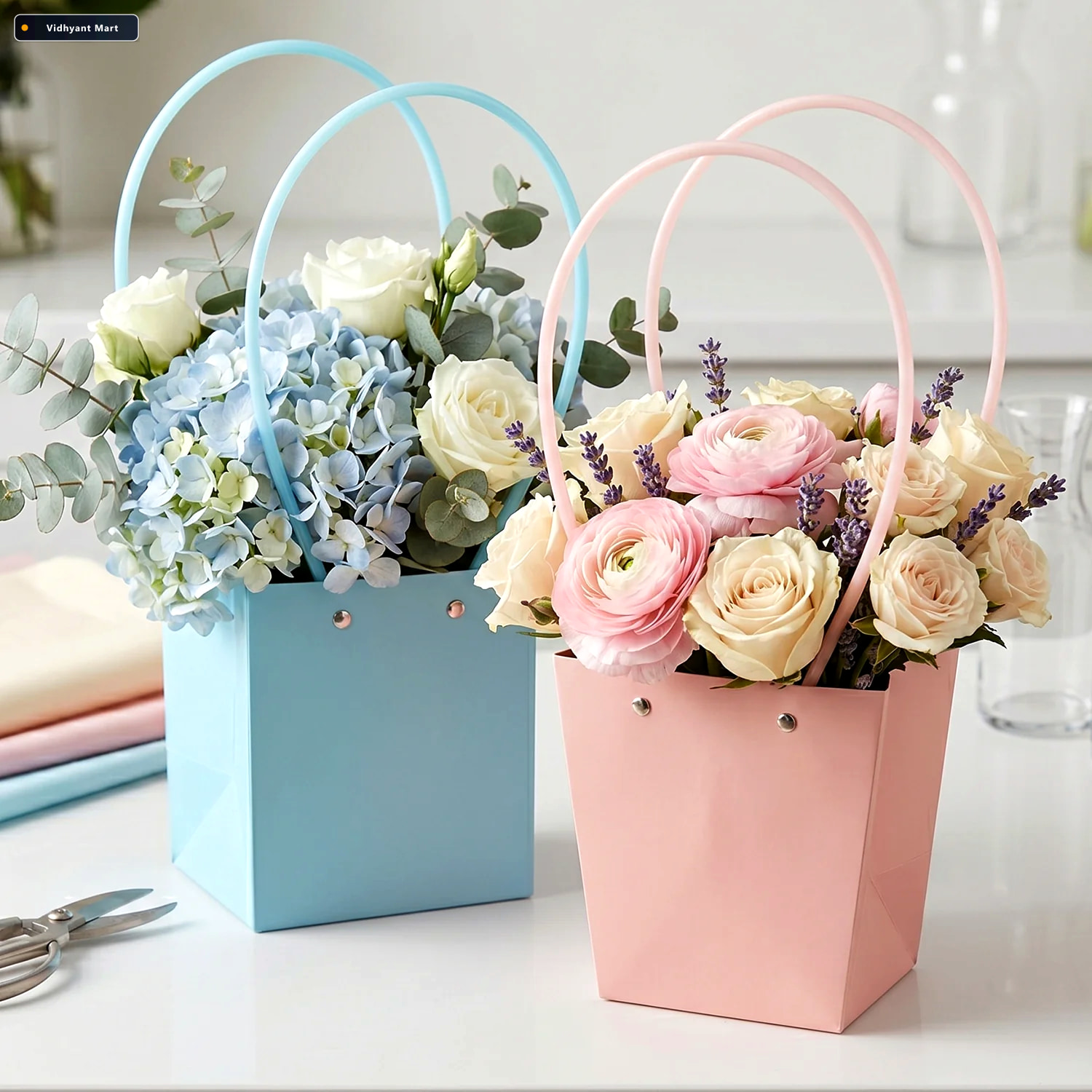 Vidhyant Mart Flower Packaging Bag Foldable Waterproof Handle Fo 1