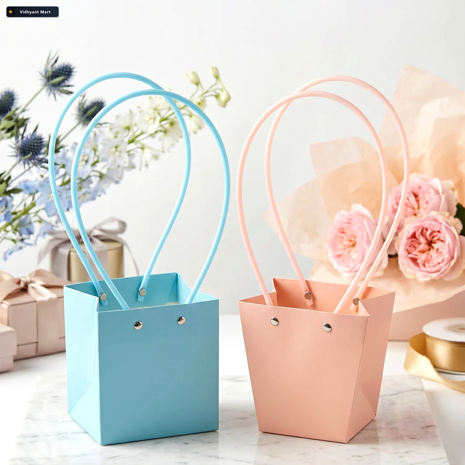 Vidhyant Mart Flower Packaging Bag Foldable Waterproof Handle Fo 3