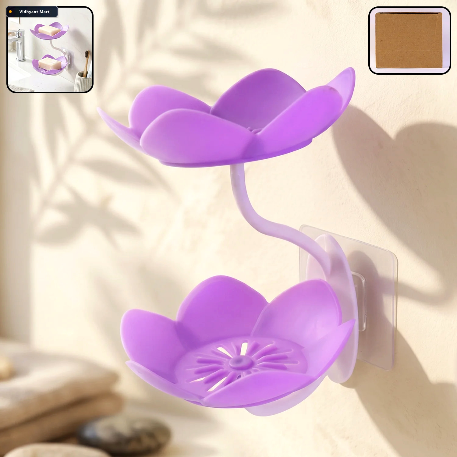 Vidhyant Mart Flower Shape Double Layer Soap Dish Wall Mount Sel 1