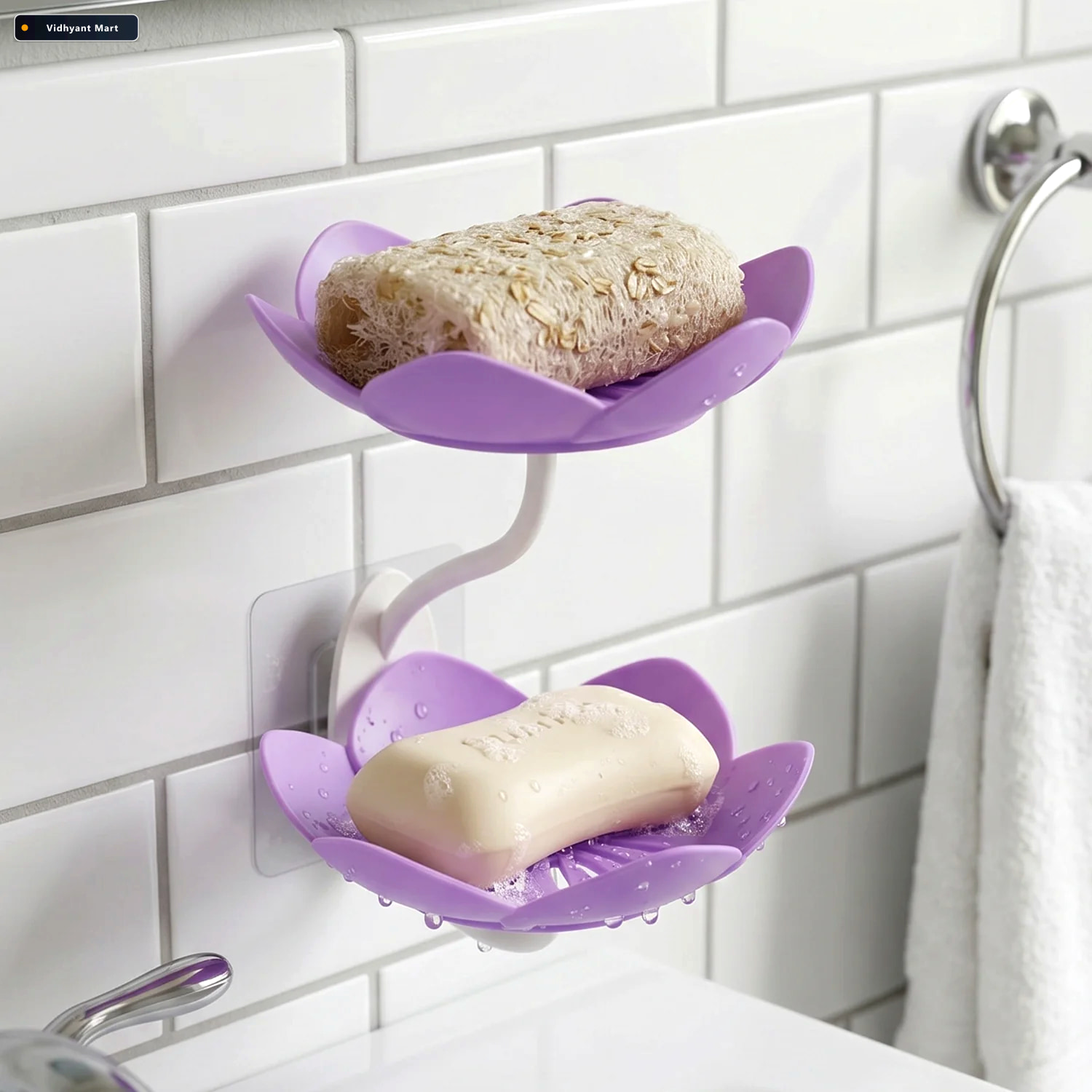 Vidhyant Mart Flower Shape Double Layer Soap Dish Wall Mount Sel 3