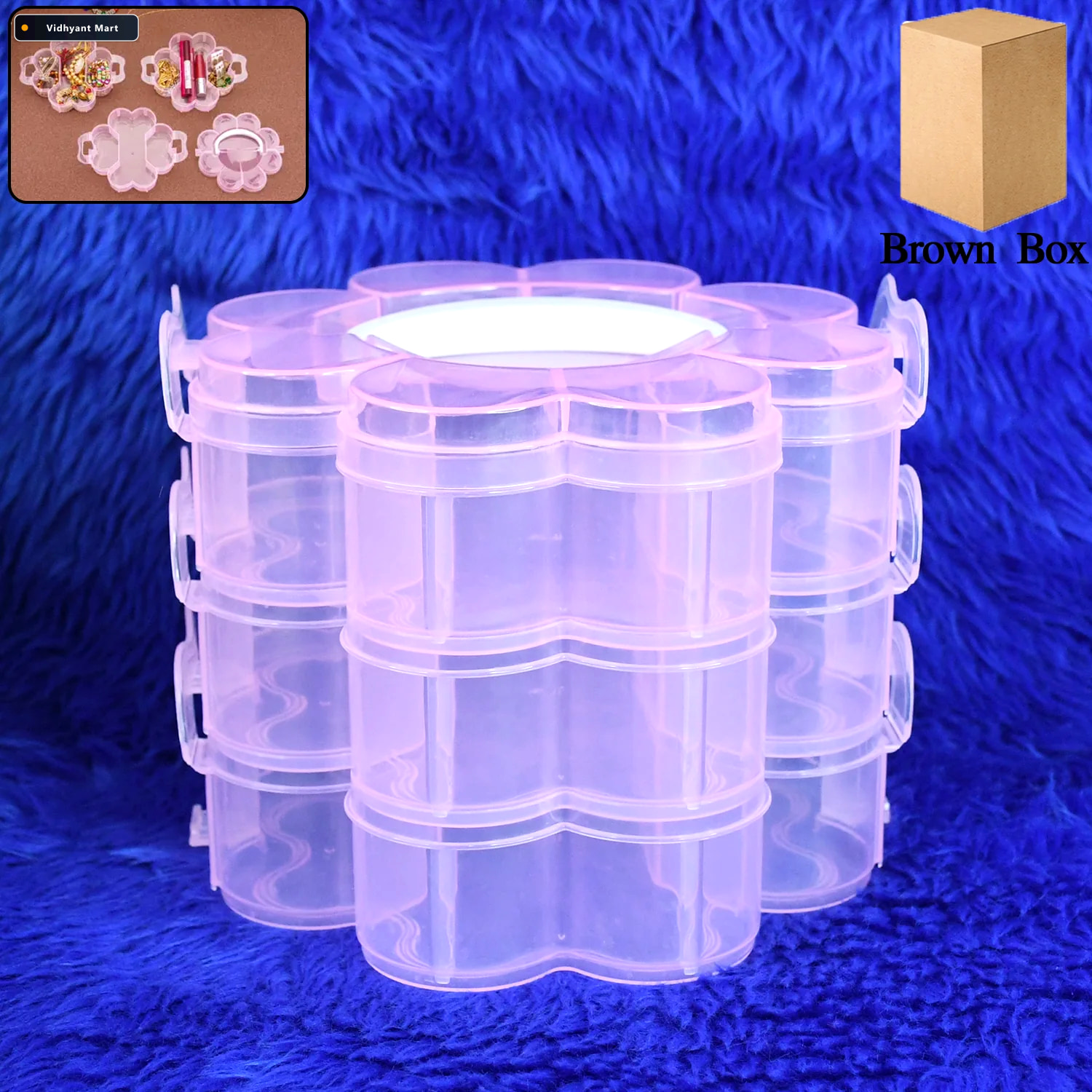 Vidhyant Mart Flower Shaped 3 Layer Storage Box 9 Compartments O 2