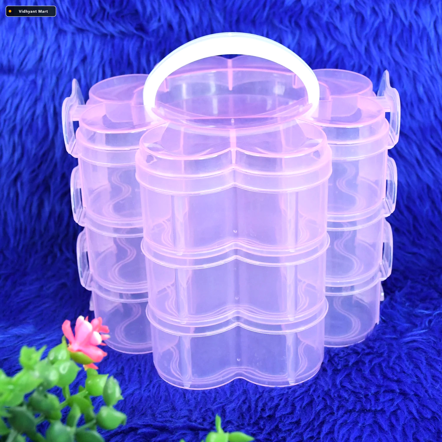Vidhyant Mart Flower Shaped 3 Layer Storage Box 9 Compartments O 3