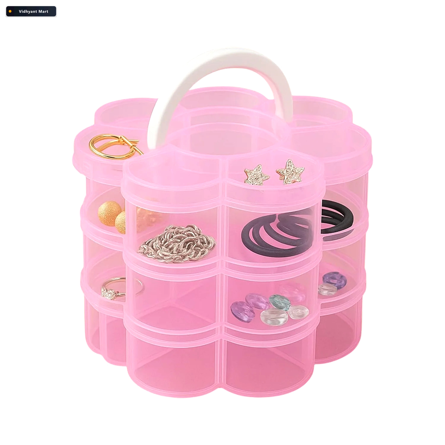 Vidhyant Mart Flower Shaped 3 Layer Storage Box 9 Compartments O 4