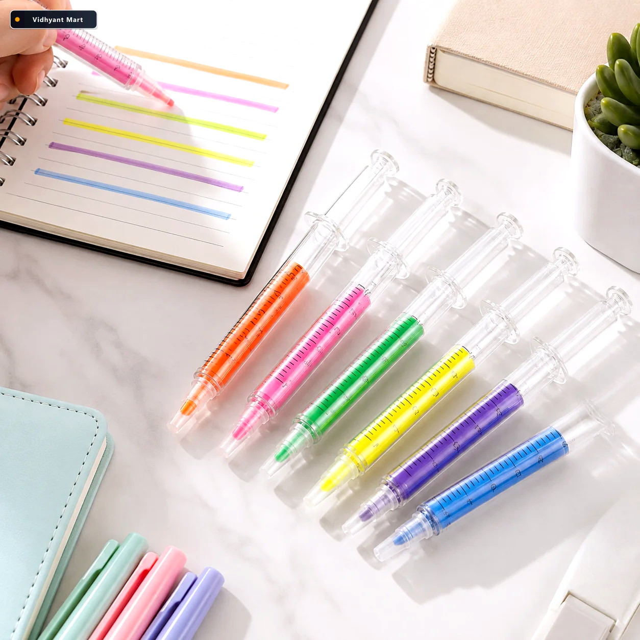Vidhyant Mart Fluorescent Highlighter Pen Vibrant Marker For Stu 1