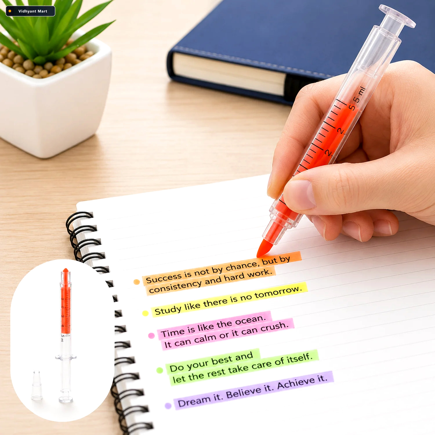 Vidhyant Mart Fluorescent Highlighter Pen Vibrant Marker For Stu 2