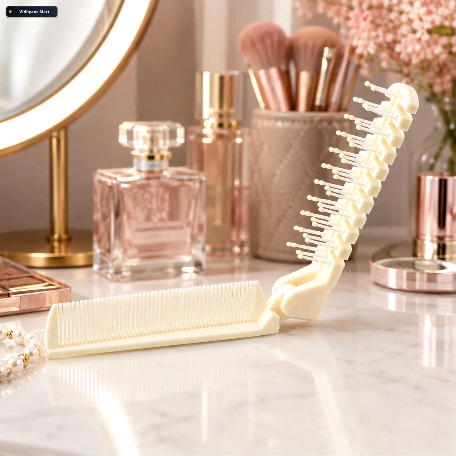 Vidhyant Mart Foldable 2 In 1 Hair Comb Brush Compact Travel Fri 4