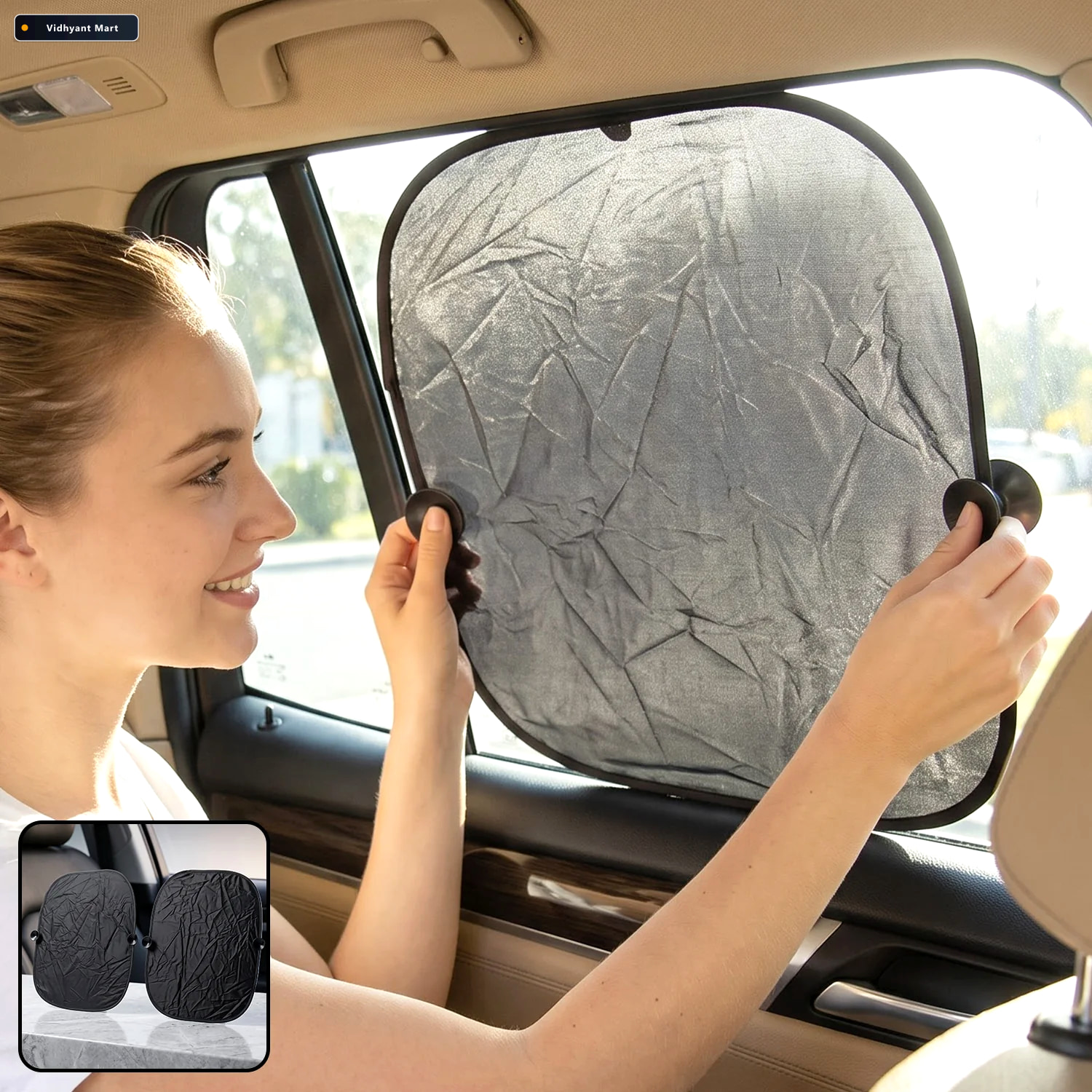 Vidhyant Mart Foldable Car Side Window Sunshade With Suction Cup 1
