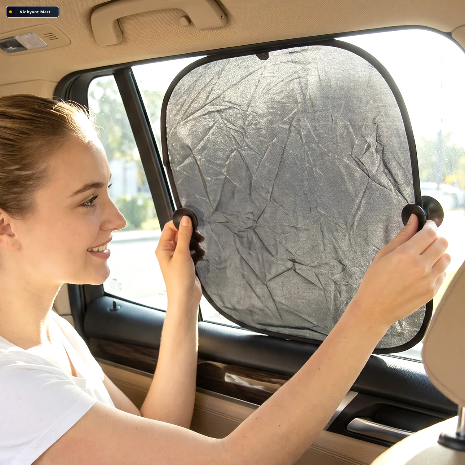 Vidhyant Mart Foldable Car Side Window Sunshade With Suction Cup 2