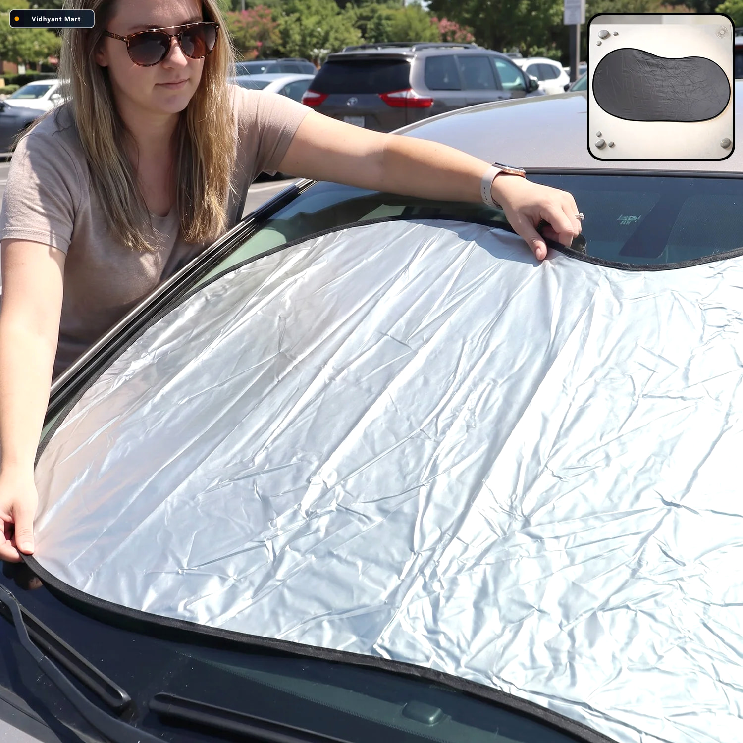 Vidhyant Mart Foldable Car Windshield Sunshade For Heat Protecti 1