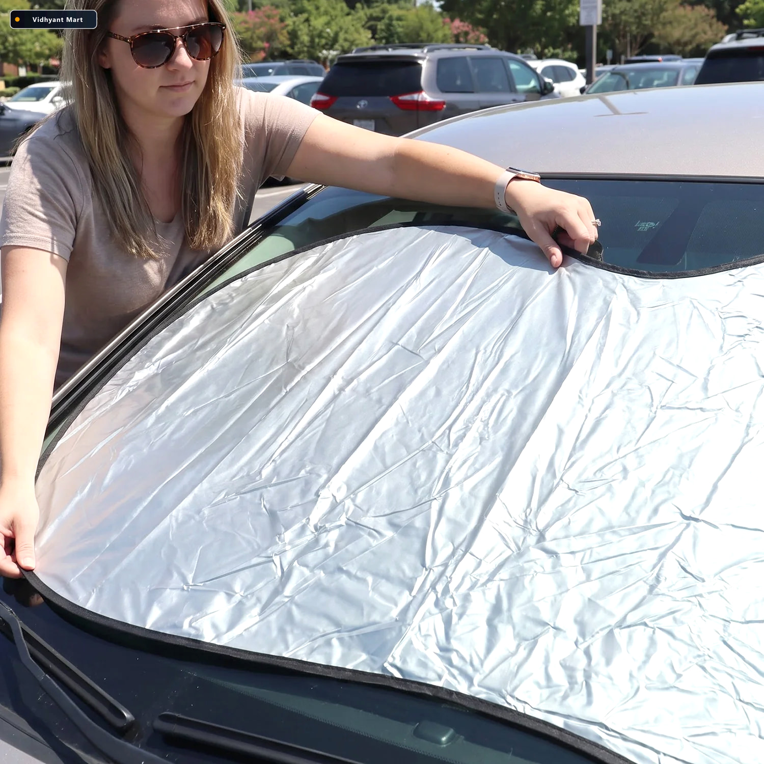 Vidhyant Mart Foldable Car Windshield Sunshade For Heat Protecti 2