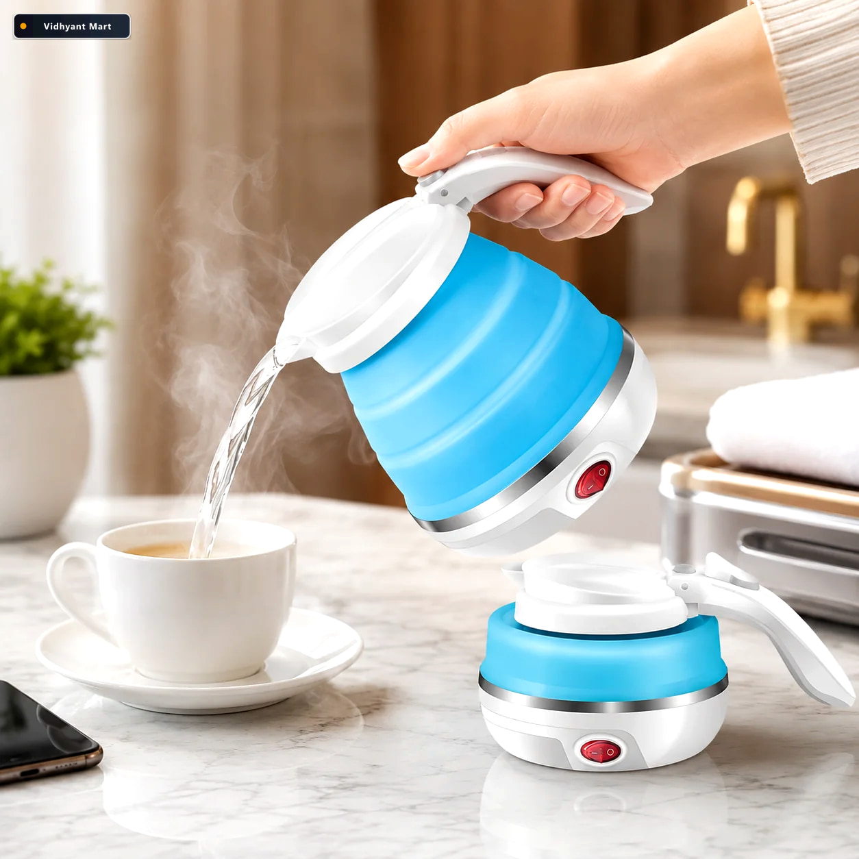 Vidhyant Mart Foldable Electric Kettle Portable 06l Travel Boile 1