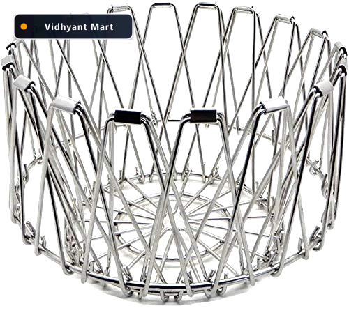 Vidhyant Mart Foldable Fruit Basket Multipurpose Stainless Steel 3