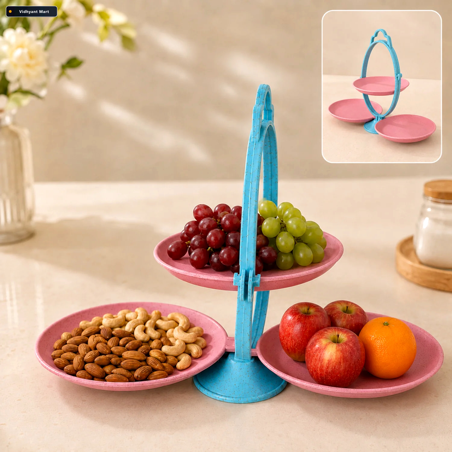 Vidhyant Mart Foldable Fruit Plate Space Saving Multi Use Kitche 1