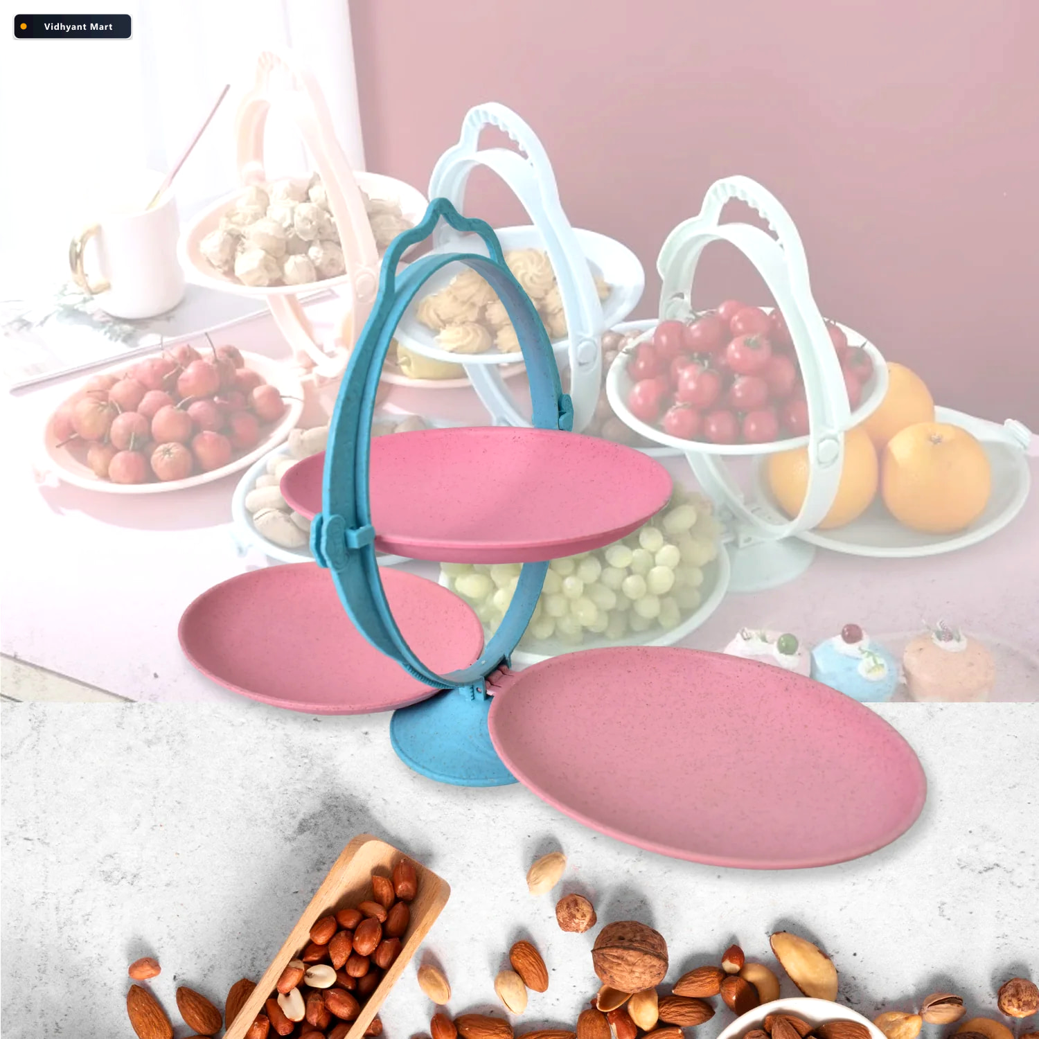 Vidhyant Mart Foldable Fruit Plate Space Saving Multi Use Kitche 3