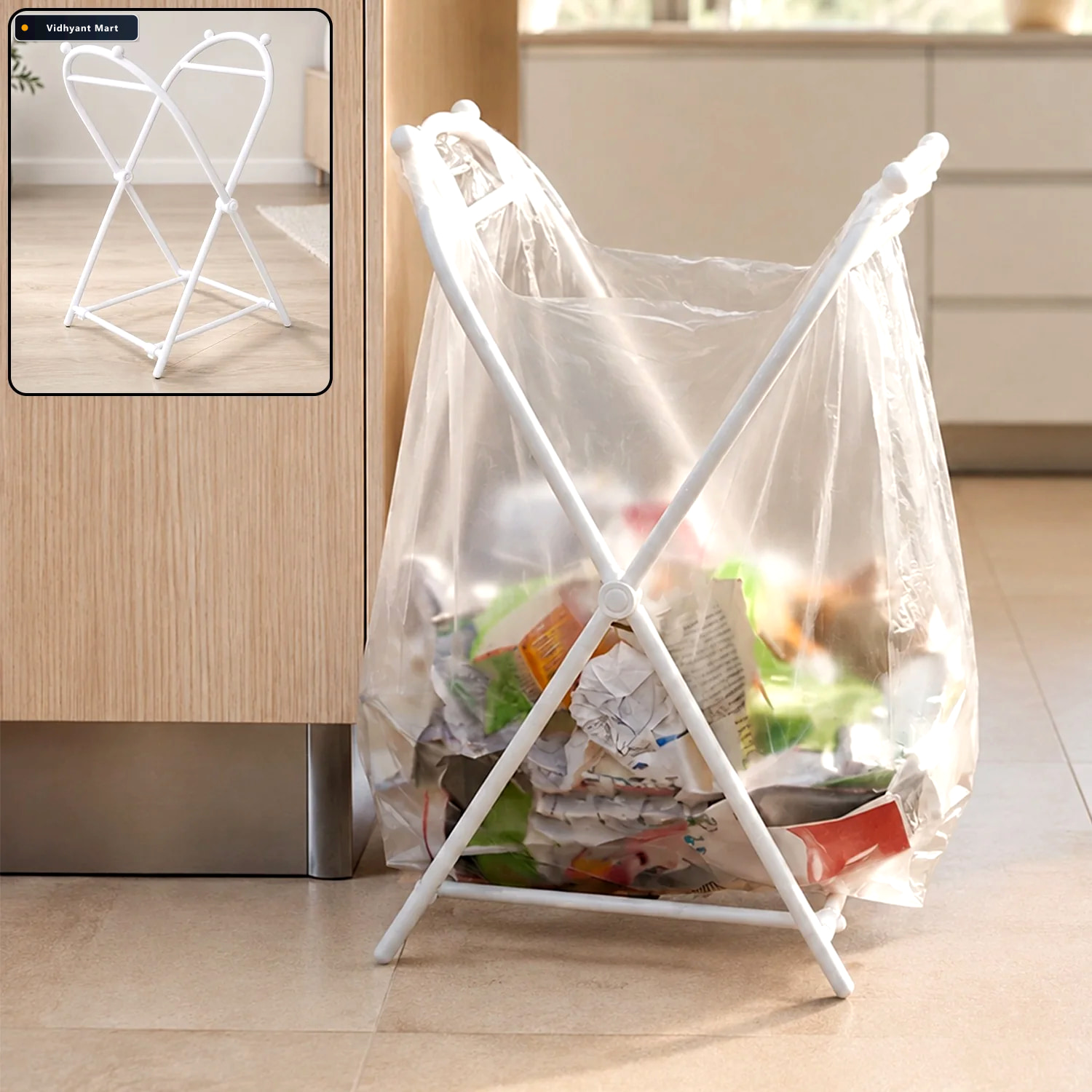 Vidhyant Mart Foldable Garbage Bag Holder Stand Portable Space S 1