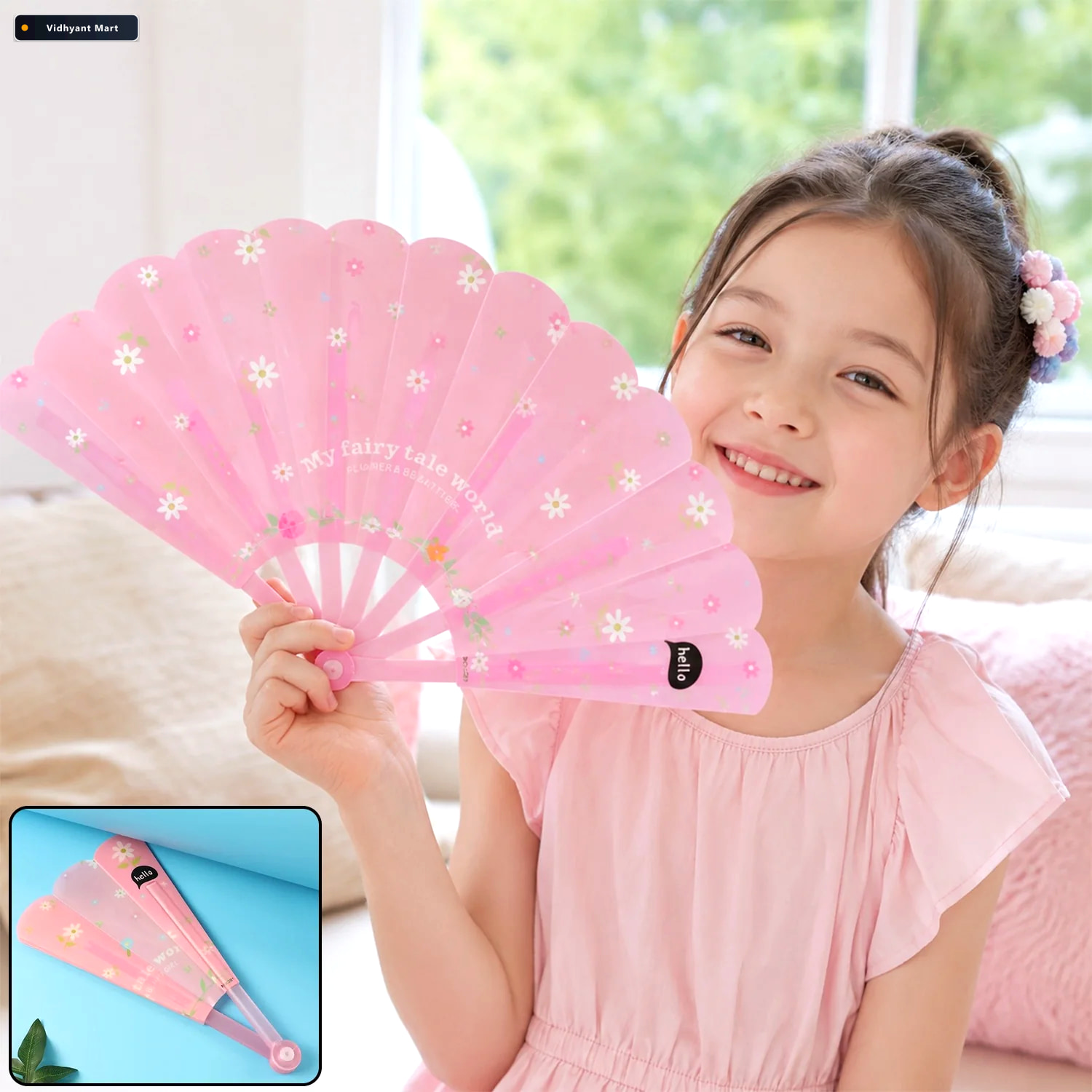 Vidhyant Mart Foldable Hand Fan For Kids Lightweight Safe Manual 1