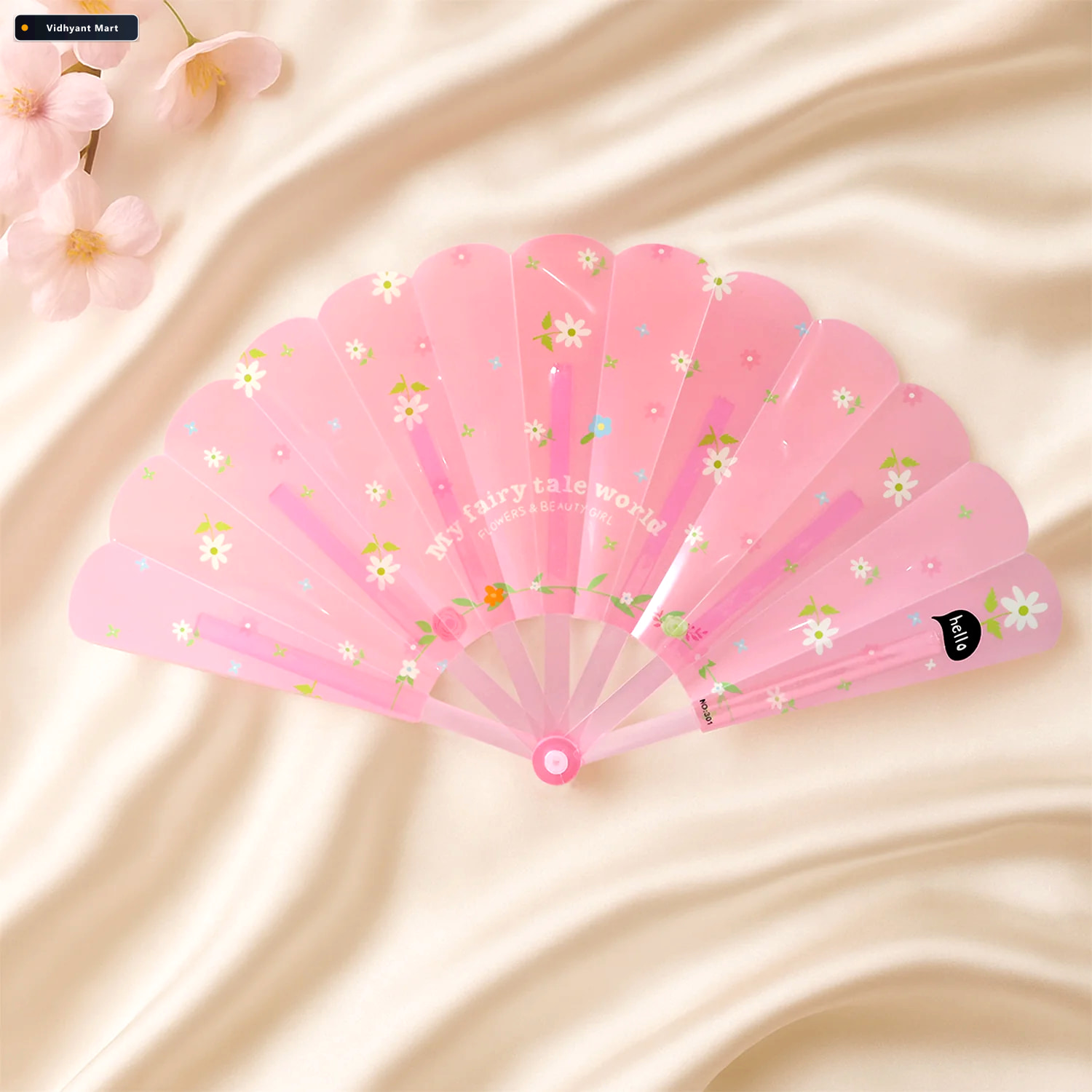 Vidhyant Mart Foldable Hand Fan For Women Floral Print Stylish P 3