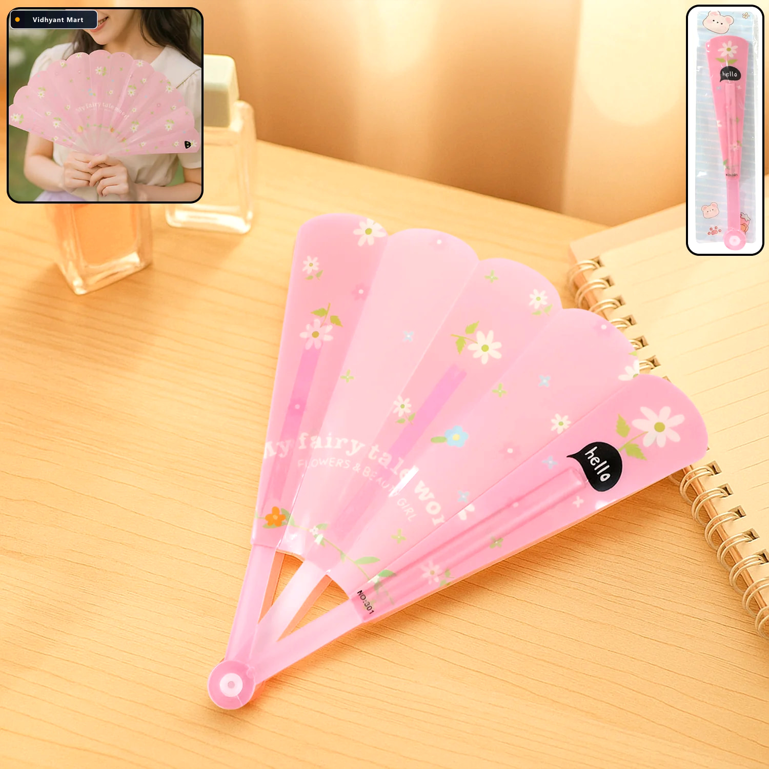 Vidhyant Mart Foldable Hand Fan Lightweight Floral Print For Por 1