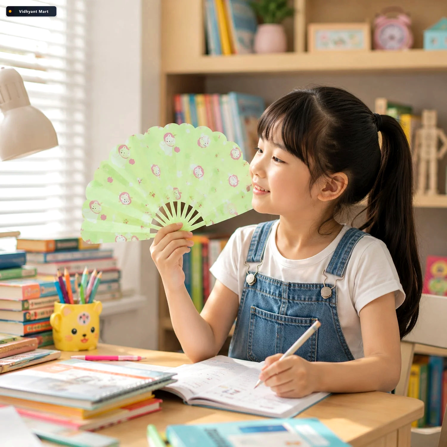 Vidhyant Mart Foldable Handheld Fan Cute Printed Portable Manual 2