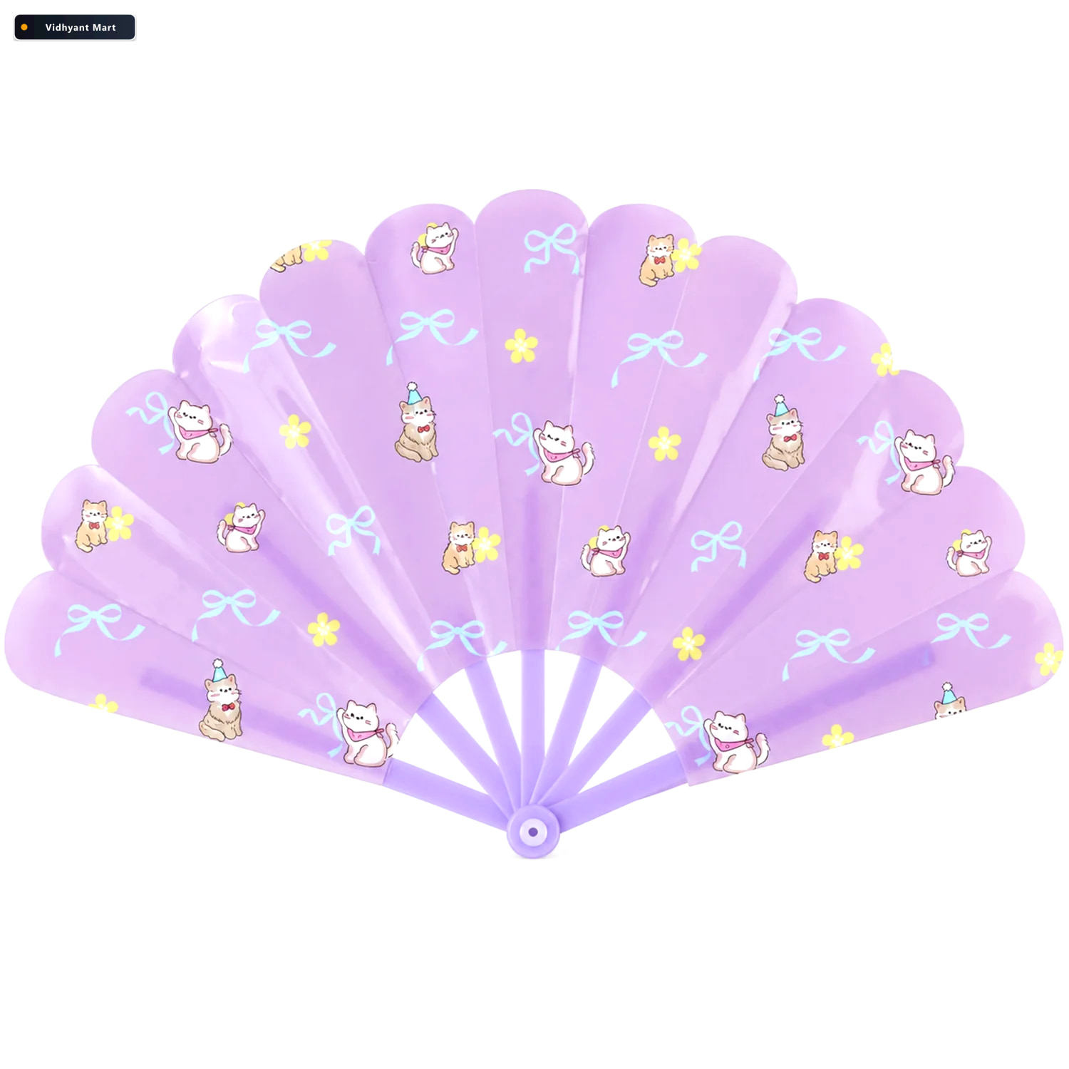Vidhyant Mart Foldable Handheld Fan With Printed Design For Offi 4