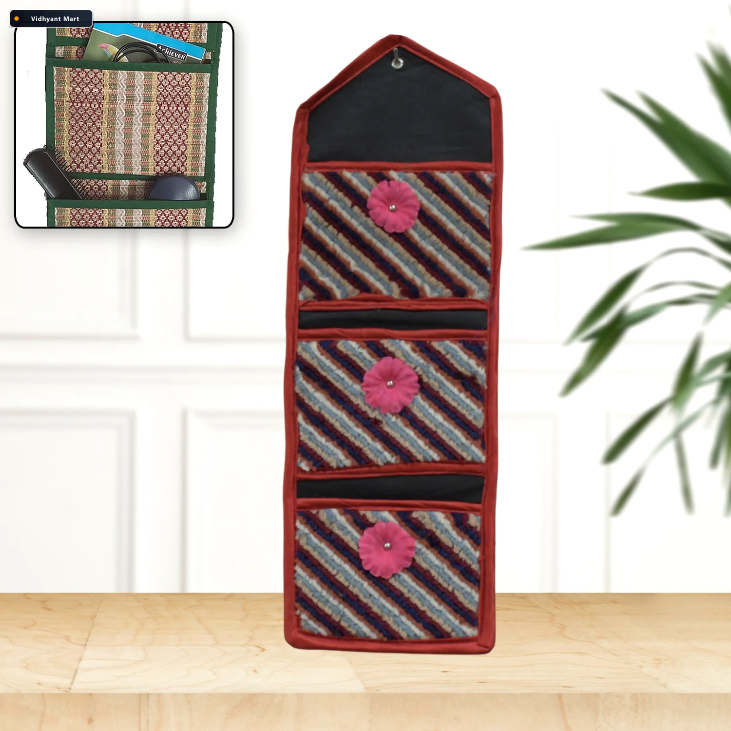 Vidhyant Mart Foldable Hanging Organizer 3 Pocket Wall Holder In 1
