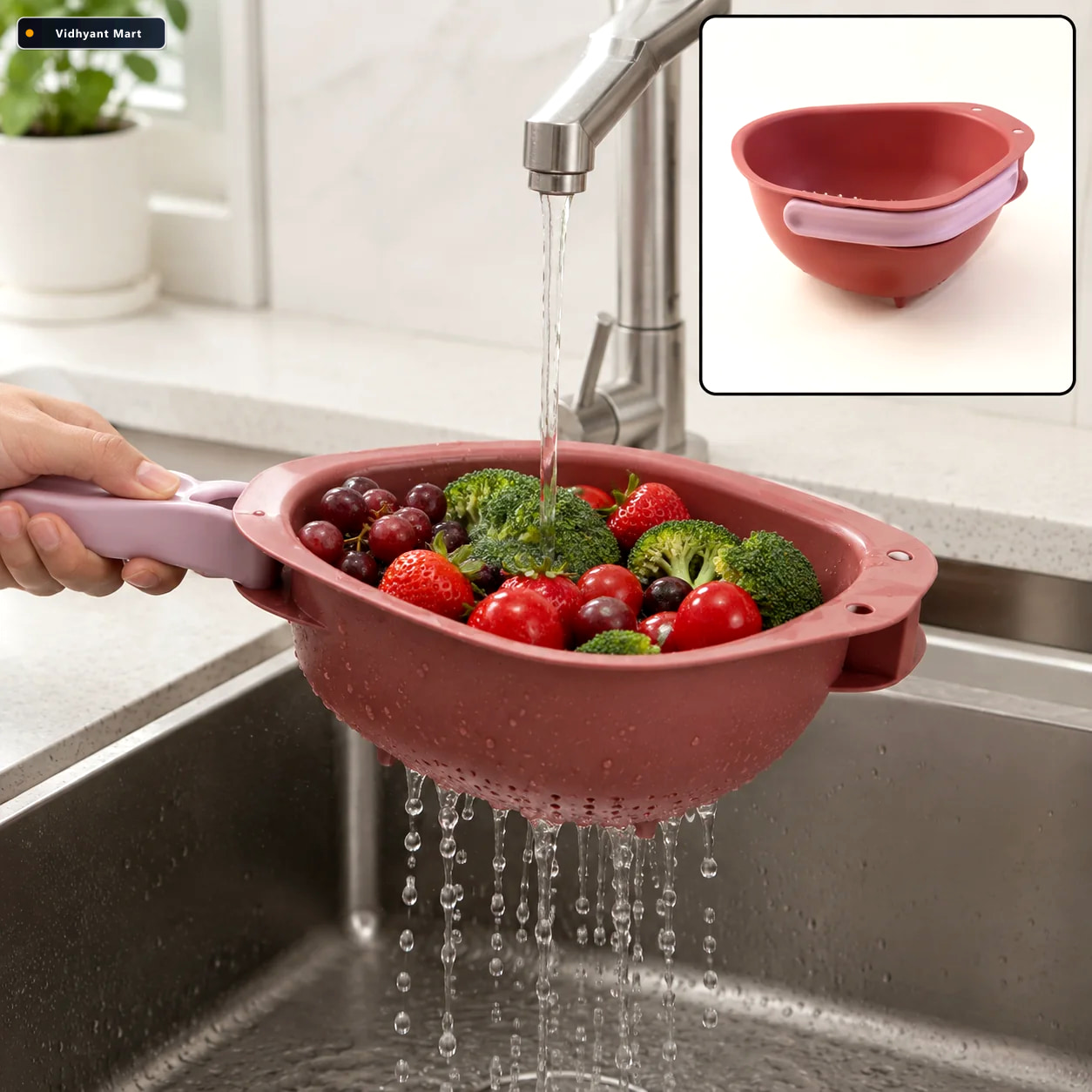 Vidhyant Mart Foldable Kitchen Colander Space Saving With Drain 1