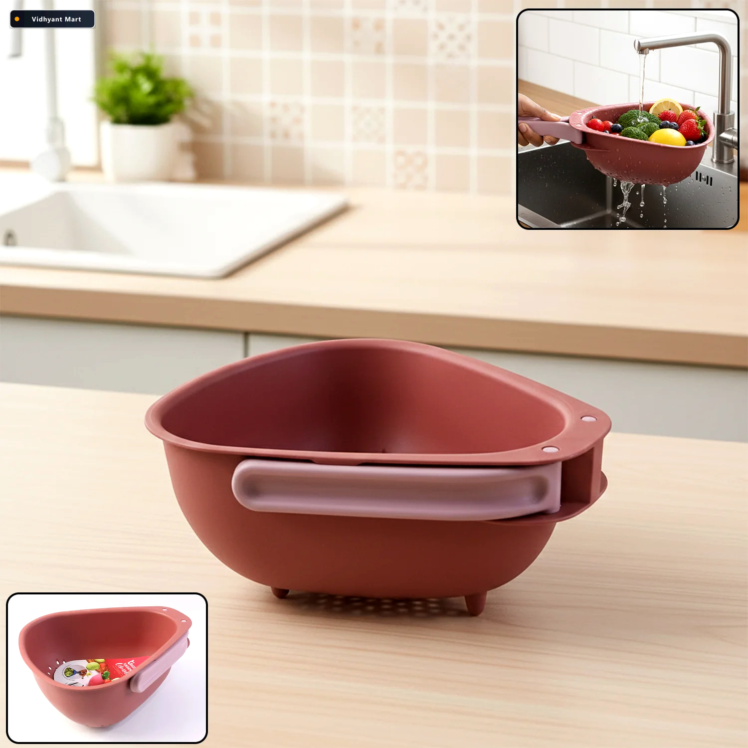 Vidhyant Mart Foldable Kitchen Colander Space Saving With Drain 2