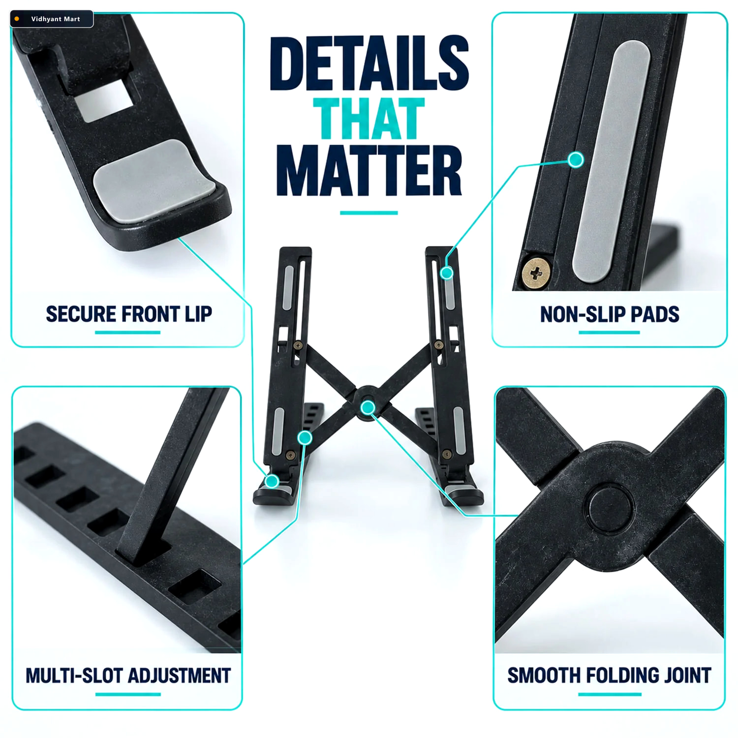 Vidhyant Mart Foldable Laptop Stand For Desk Adjustable Height L 3