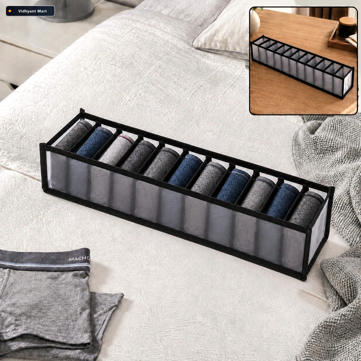 Vidhyant Mart Foldable Laundry 11 Section Organizer Bag For Draw 1