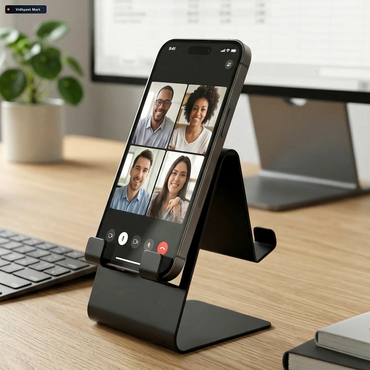 Vidhyant Mart Foldable Metal Mobile Tablet Stand Sturdy And Port 2