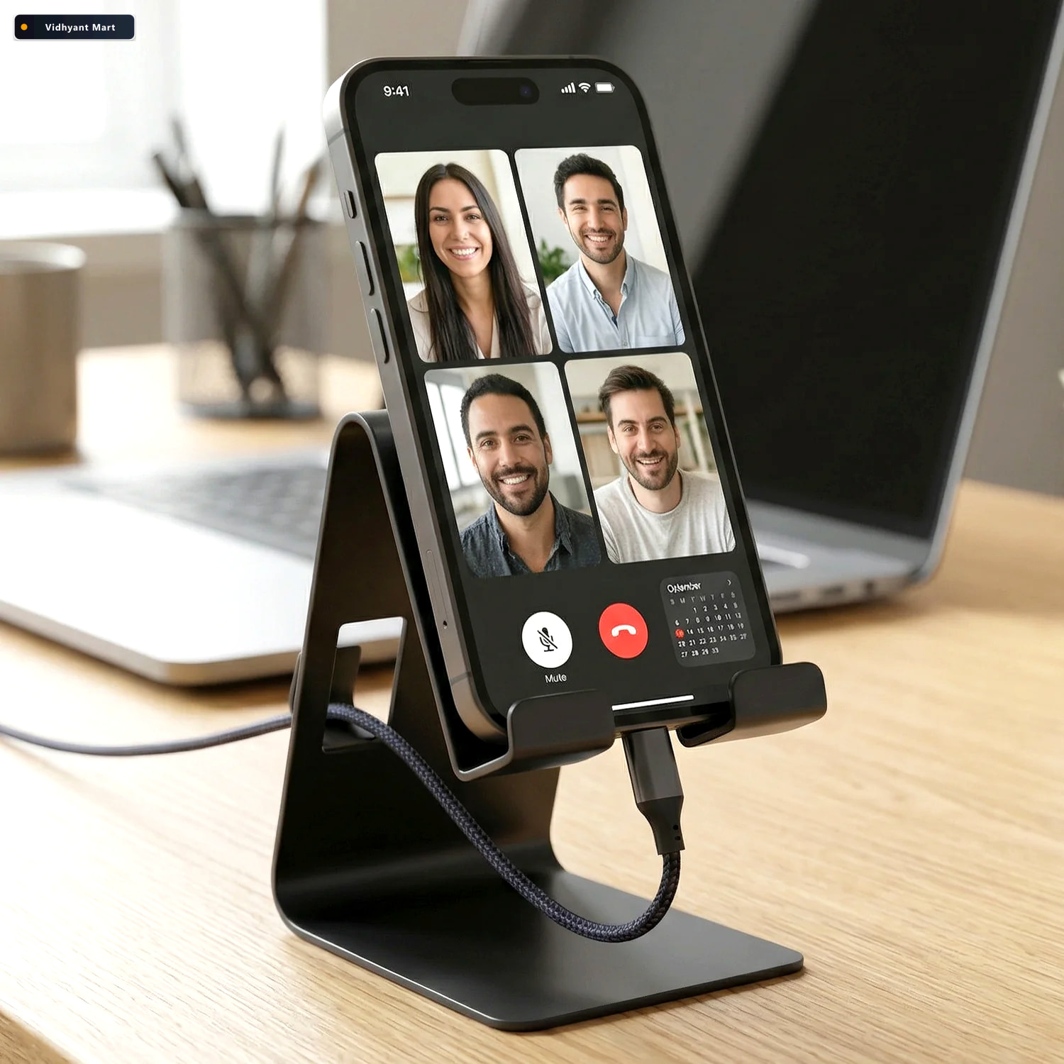 Vidhyant Mart Foldable Metal Mobile Tablet Stand Sturdy And Port 4