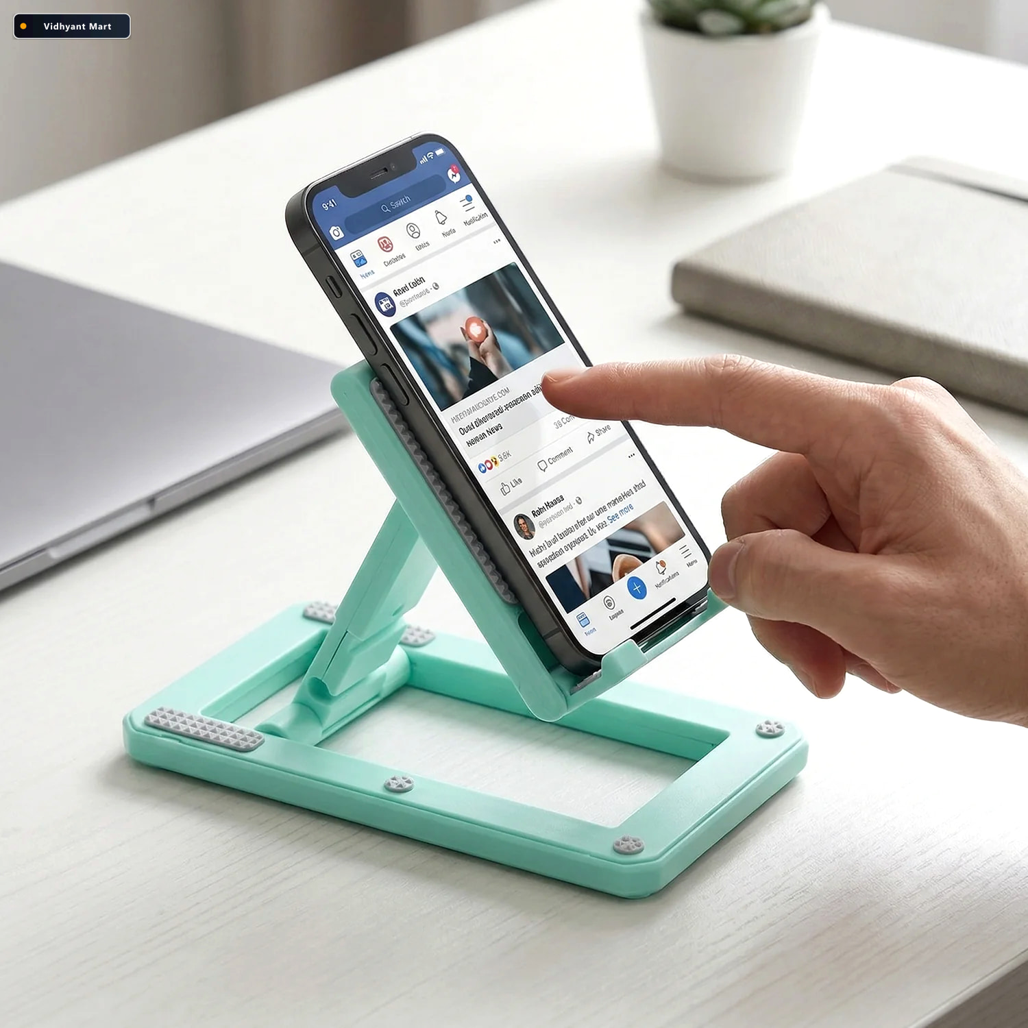 Vidhyant Mart Foldable Mobile Phone Stand Adjustable Non Slip Fo 4