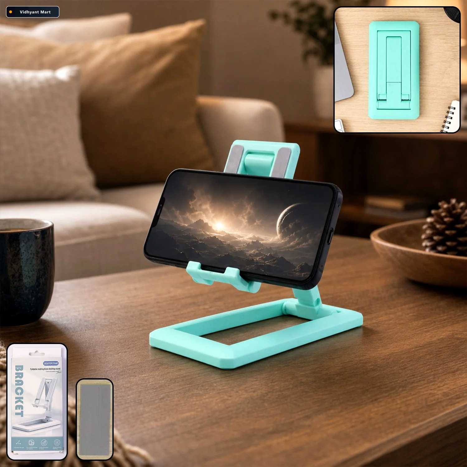 Vidhyant Mart Foldable Mobile Phone Stand Adjustable Portable De 1