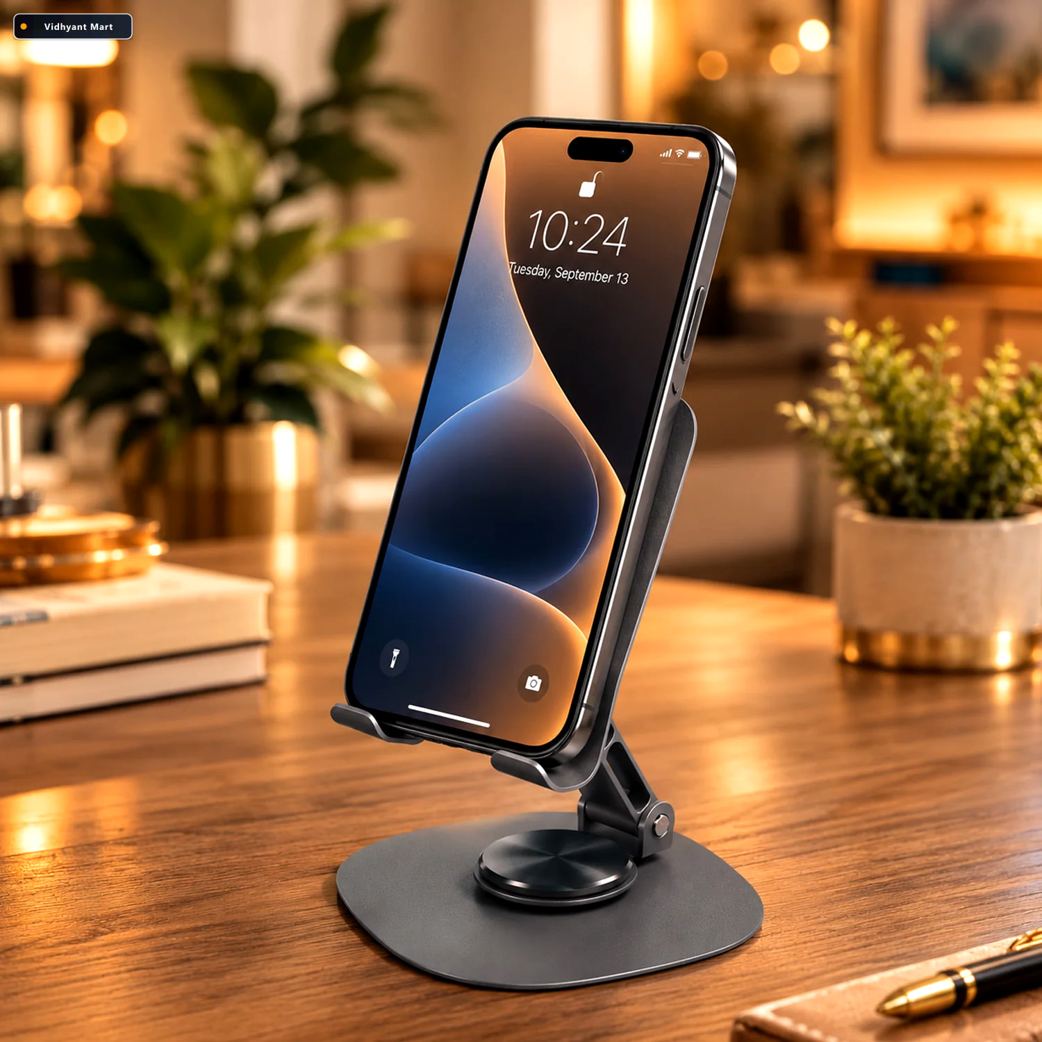Vidhyant Mart Foldable Mobile Stand 360 Rotatable Portable Metal 2