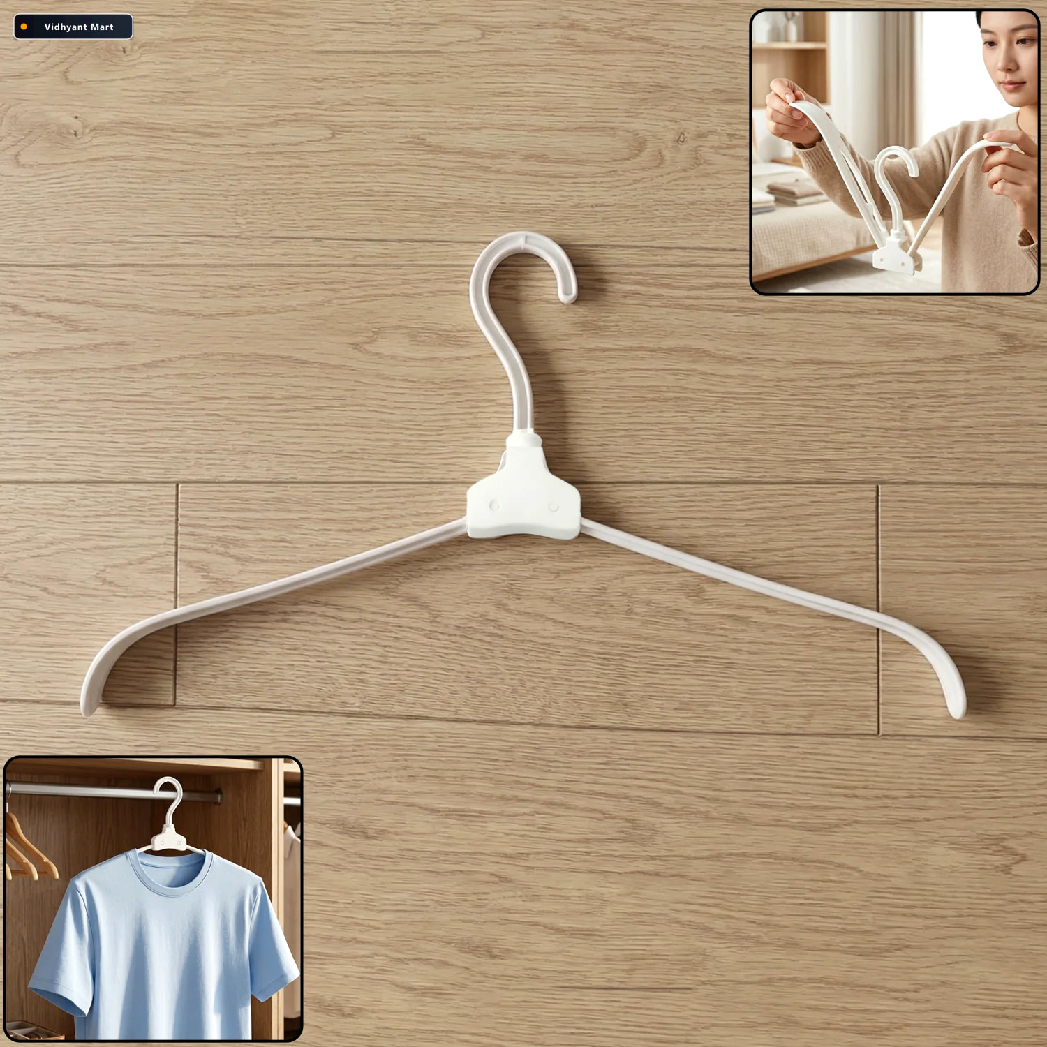 Vidhyant Mart Foldable Plastic Clothes Hanger Space Saving Trave 1
