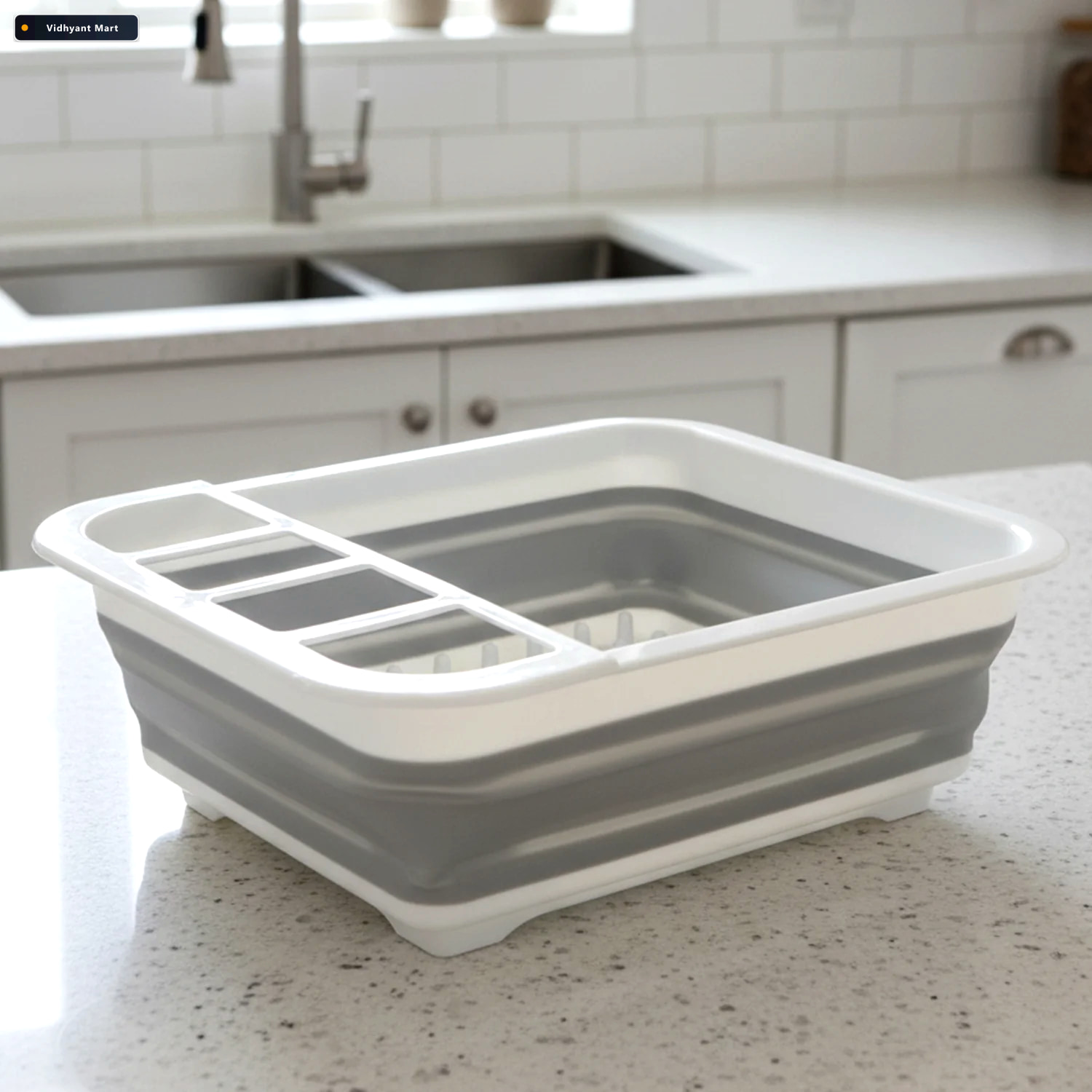 Vidhyant Mart Foldable Plastic Dish Drying Rack Space Saving Por 3